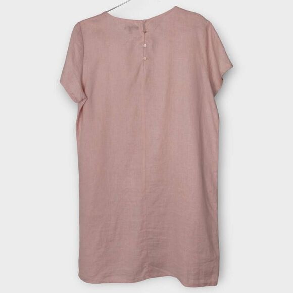 For Cynthia Womens Dress Sz Large Pink Cotton Pockets Short Sleeves Scoop Casual - Picture 10 of 11